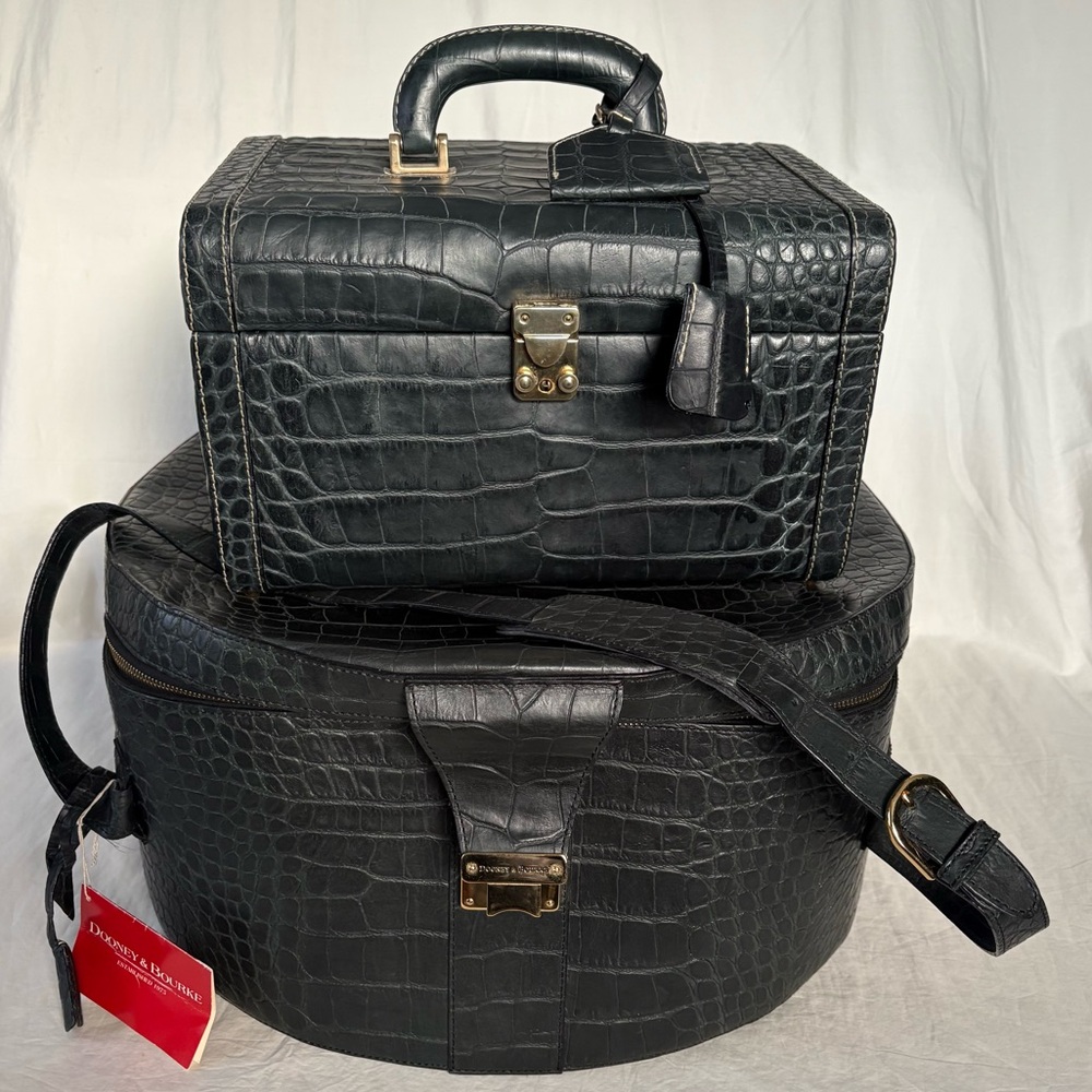 Dooney and Bourke Leather Travel Luggage Nile Croc Gator set